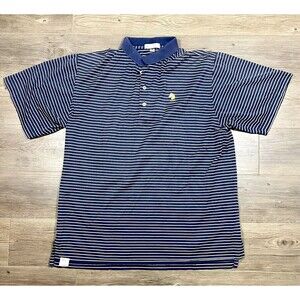 Peter Millar Polo Shirt Mens Size Large Blue Stripes Stretch Performance Golf